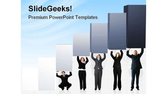 Pushing Graph Up Business PowerPoint Themes And PowerPoint Slides 0811