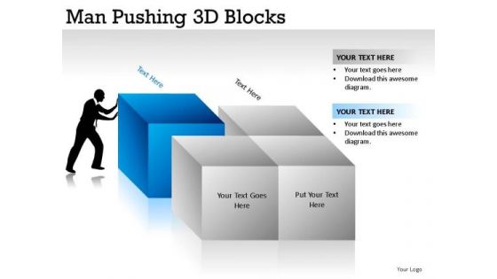 Pushing Man Pushing 3d Blocks PowerPoint Slides And Ppt Diagram Templates