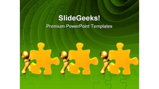 Pushing Puzzle Piece Solution Business PowerPoint Themes And PowerPoint Slides 0711
