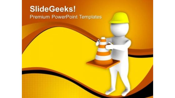Put Some Warning Signs For Road Construction PowerPoint Templates Ppt Backgrounds For Slides 0713 Put Some Warning Signs For Road Construction PowerPoint Templates Ppt Backgrounds For Slides 0713