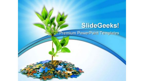 Puzzle And Plant Business PowerPoint Templates And PowerPoint Backgrounds 0511