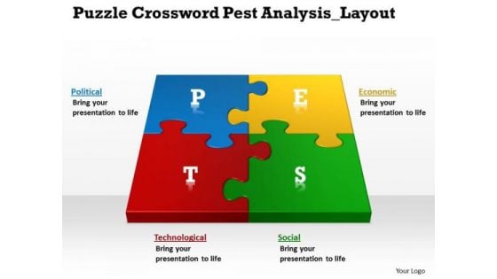 Puzzle Crossword Pest Analysis Layout Circular Flow Diagram PowerPoint Templates