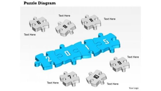 Puzzle Diagram For 2015 Year Diagram With Numeric Puzzles Around Presentation Template