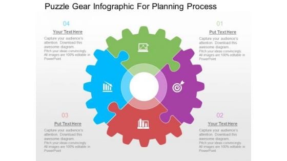 Puzzle Gear Infographic For Planning Process PowerPoint Templates