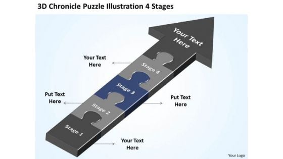 Puzzle Illustration 4 Stages Free Restaurant Business Plan Template PowerPoint Slides