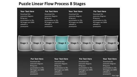 Puzzle Linear Flow Process 8 Stages Chart PowerPoint Templates