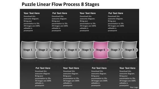 Puzzle Linear Flow Process 8 Stages Charts Office PowerPoint Templates