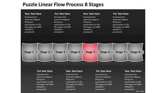 Puzzle Linear Flow Process 8 Stages Charts Samples PowerPoint Templates