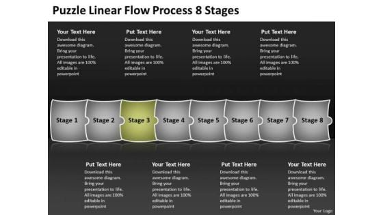 Puzzle Linear Flow Process 8 Stages Flowchart Examples PowerPoint Slides