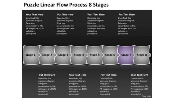 Puzzle Linear Flow Process 8 Stages PowerPoint Transformer Templates