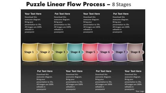 Puzzle Linear Flow Process 8 Stages Sales Diagram