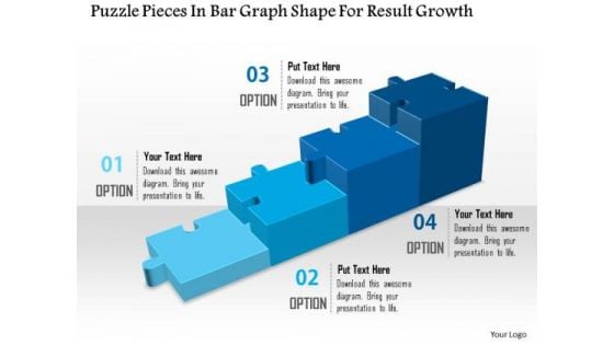 Puzzle Pieces In Bar Graph Shape For Result Growth Presentation Template