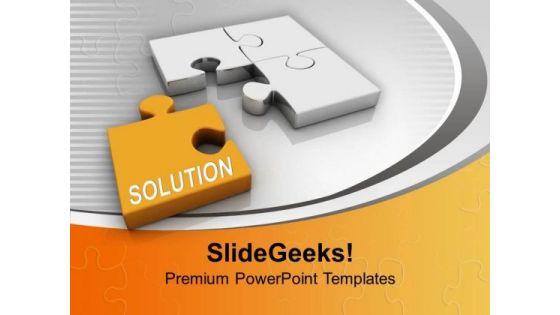 Puzzle Pieces With Solution Business PowerPoint Templates Ppt Backgrounds For Slides 0213