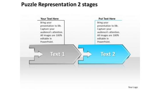 Puzzle Representation 2 Stages Order Flow Chart PowerPoint Slides