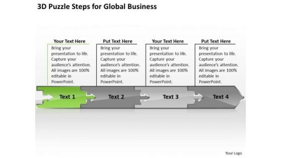 Puzzle Steps For Global Business PowerPoint Theme Plan Worksheet Slides