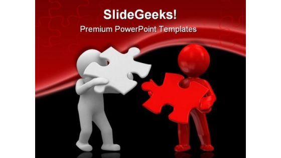 Puzzle Team People PowerPoint Template 0810