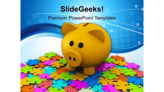 Puzzles And Piggy Bank Business PowerPoint Templates Ppt Backgrounds For Slides 0113