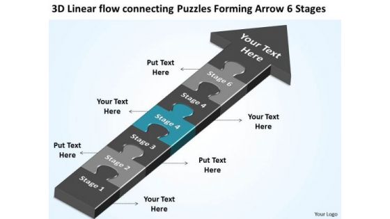 Puzzles Forming Arrow 6 Stages Creating Business Plan Step By PowerPoint Slides