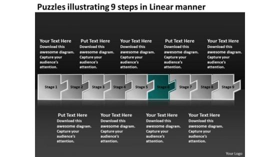 Puzzles Illustrating 9 Steps Linear Manner Circuit Design PowerPoint Templates