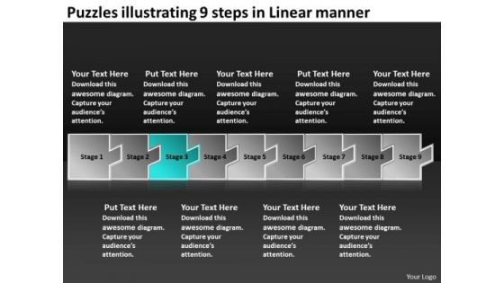 Puzzles Illustrating 9 Steps Linear Manner Electrical Circuit Simulator PowerPoint Slides