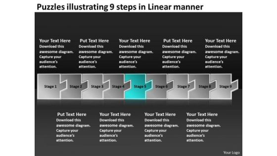 Puzzles Illustrating 9 Steps Linear Manner Network Mapping Freeware PowerPoint Slides