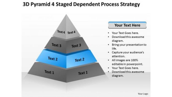 Pyramid 4 Staged Dependent Process Strategy Ppt Service Business Plan PowerPoint Slides