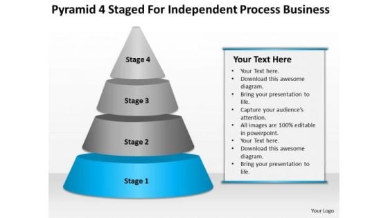 Pyramid 4 Staged For Independent Process Business Ppt Plan Outline PowerPoint Templates