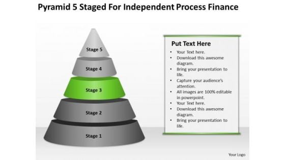 Pyramid 5 Staged For Independent Process Finance Ppt Business Plan PowerPoint Slides