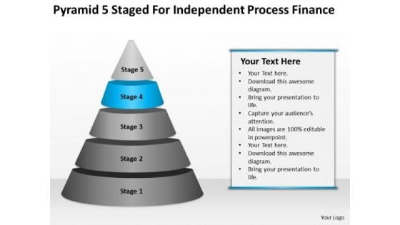 Pyramid 5 Staged For Independent Process Finance Ppt Massage Business Plan PowerPoint Templates