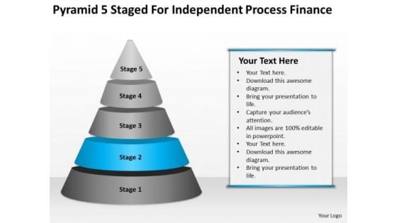 Pyramid 5 Staged For Independent Process Finance Ppt Templates Business PowerPoint Slides