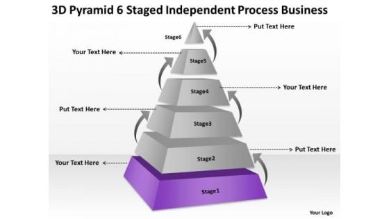 Pyramid 6 Staged Independent Process Business Ppt Plan For PowerPoint Slides