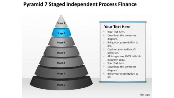 Pyramid 7 Staged Independent Process Finance Ppt Business Plan Example Free PowerPoint Templates
