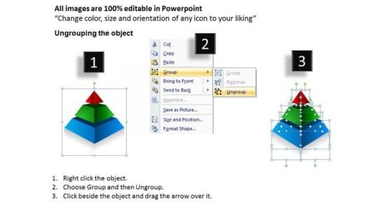 Pyramid Diagram 3 Levels PowerPoint Templates