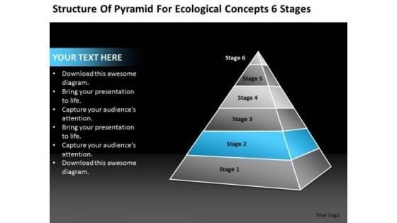 Pyramid For Ecological Concepts 6 Stages How To Develop Business Plan PowerPoint Slides