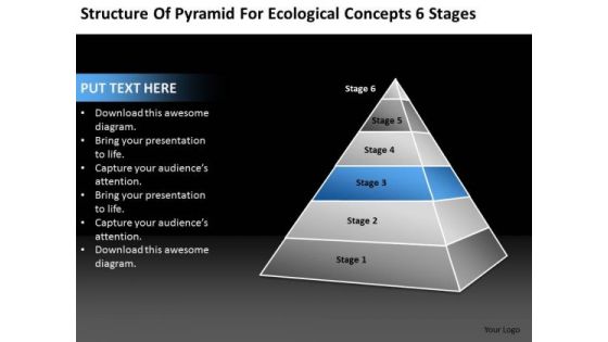 Pyramid For Ecological Concepts 6 Stages Ppt Business Plan PowerPoint Slides