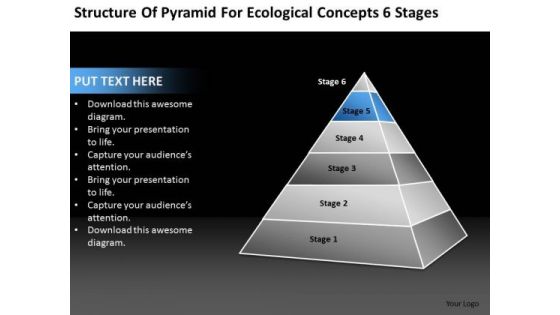 Pyramid For Ecological Concepts 6 Stages Ppt Example Of Small Business Plan PowerPoint Slides