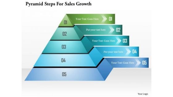 Pyramid Steps For Sales Growth PowerPoint Template