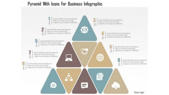 Pyramid With Icons For Business Infographic Presentation Template