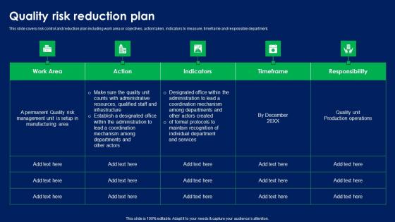 Quality Risk Reduction Plan Quality Risk Assessment Diagrams PDF