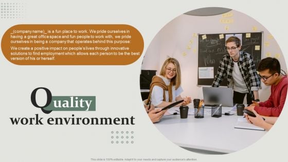 Quality Work Environment HR Policy Overview Powerpoint Presentation Ppt Template Pdf