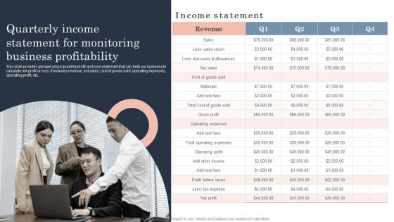 Quarterly Income Statement For Monitoring Guide To Corporate Financial Growth Plan Elements Pdf