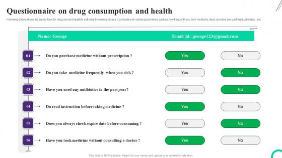 Questionnaire On Drug Consumption And Health Survey SS