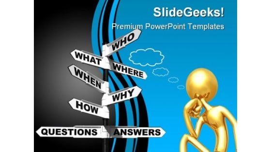 Questions Answers Signpost Business PowerPoint Templates And PowerPoint Backgrounds 0911