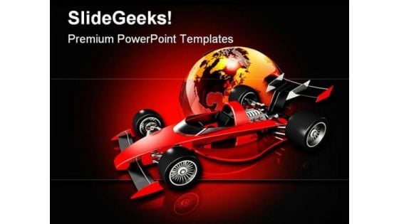 Race Car And Globe Sports PowerPoint Themes And PowerPoint Slides 0811