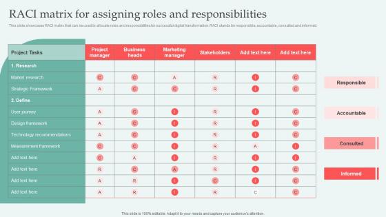 RACI Matrix For Assigning Digital Approaches To Increase Business Growth Portrait Pdf