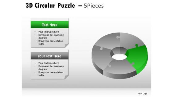 Rainbow 3d Circular Puzzle 5 Pieces PowerPoint Slides And Ppt Diagram Templates