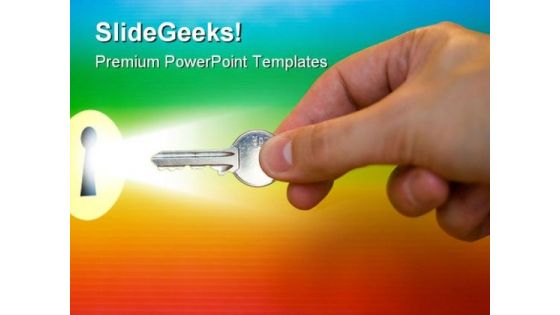 Rainbow Key Security PowerPoint Templates And PowerPoint Backgrounds 0211