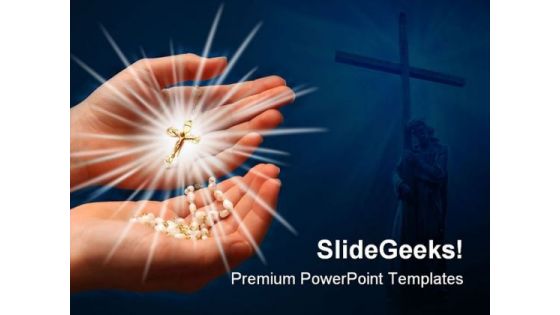 Rays Of Cross Religion PowerPoint Template 0610