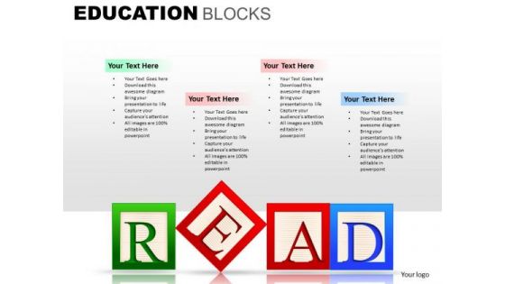 Read Education Blocks With Text Boxes PowerPoint Templates Ppt Slides