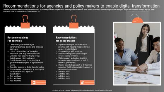 Recommendations For Agencies And Policy Technological Innovation Playbook Mockup Pdf